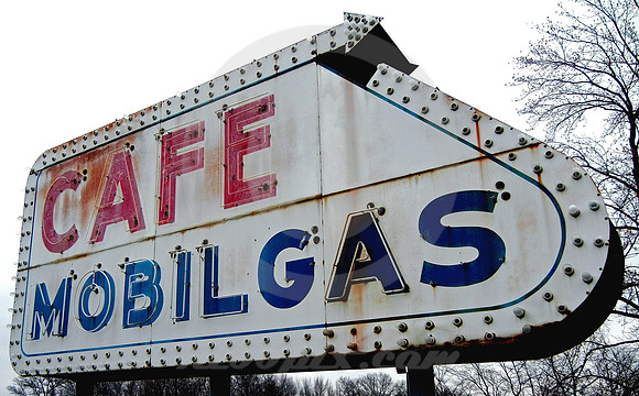 CAFE/MOBILGAS SIGN (National Road Casey IL)