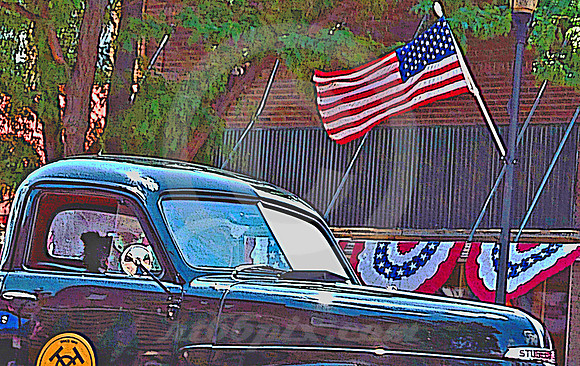 MAN & DOG IN TRUCK (Lincoln Highway Kearney NE)