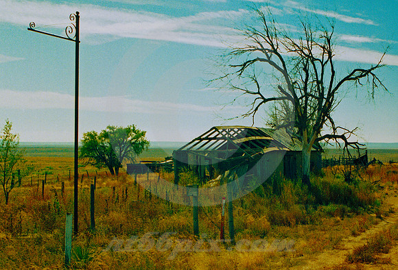 SIGN HOLDER, ABANDONED BUILDING (Rt 66 nr Bard NM)