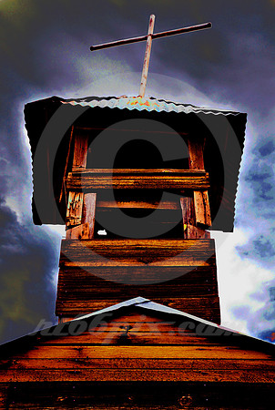 WOODEN CHURCH (SOLARIZED) (Rt 66 Newkirk NM)