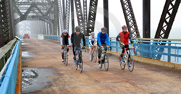 BICYCLISTS IN FOG (Rt 66 Chain of Rocks Bridge IL/MO)