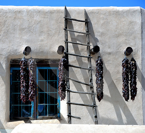DRYING CHILIS & LADDER (Ranchos de Taos NM)