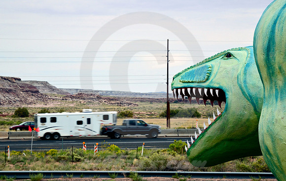 TRAFFIC & DINOSAUR (Rt 66/I-40 nr Painted Desert AZ)