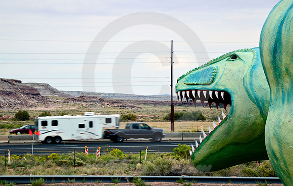 TRAFFIC & DINOSAUR (Rt 66/I-40 nr Painted Desert AZ)