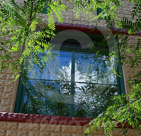 TREES & CLOUD IN WINDOW (Lincoln Highway Plymouth IN)