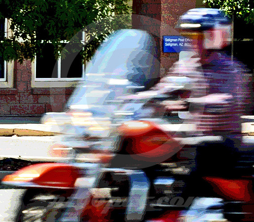 MOTORCYCLE AT POST OFFICE (Rt 66 Seligman AZ)