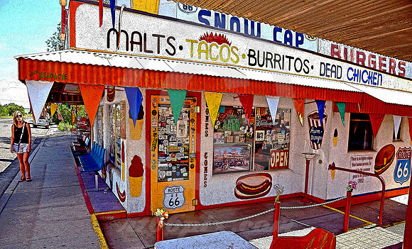 TOURIST AT SNOW CAP (Rt 66 Seligman AZ)