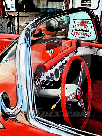 CORVETTE & PUMP SHIELD (Rt 66 Hackberry AZ)