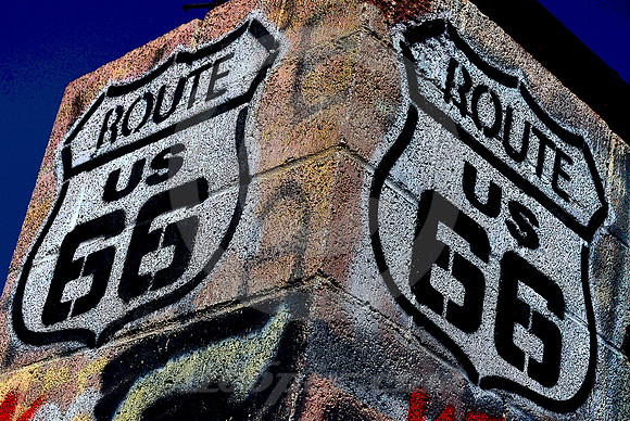 TWO STENCILS (Rt 66 Cadiz Summit CA)