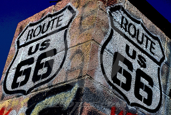 TWO STENCILS (Rt 66 Cadiz Summit CA)