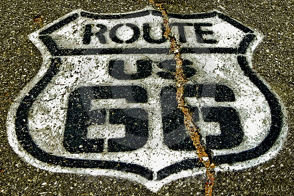 NEW PAINT, OLD CRACK (Rt 66 nr Narcissa OK)