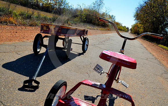 TRAFFIC ON SIDEWALK HIGHWAY (Rt 66 nr Narcissa OK)