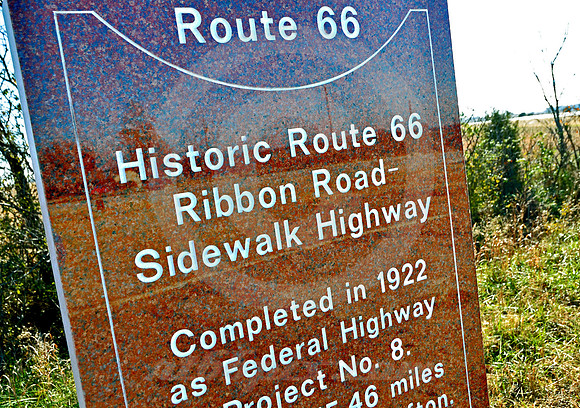 RIBBON ROAD MARKER & REFLECTION (Rt 66 nr Narcissa OK)