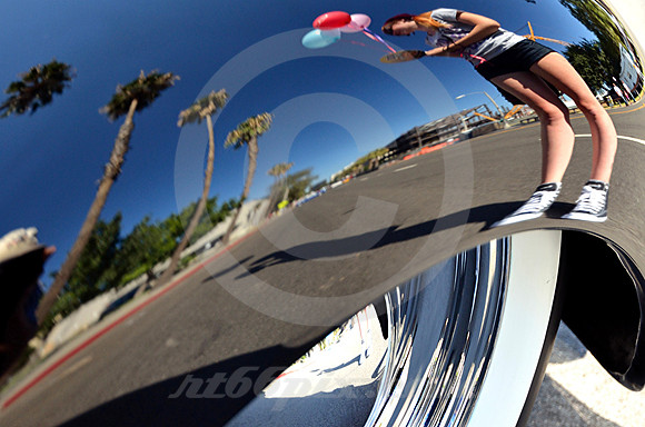 PALMS & BALLOONS ON FENDER (Rt 66 San Bernardino CA)