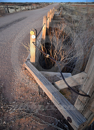 BRIDGE RAILINGS AT DUSK (Rt 66 nr San Jon NM)