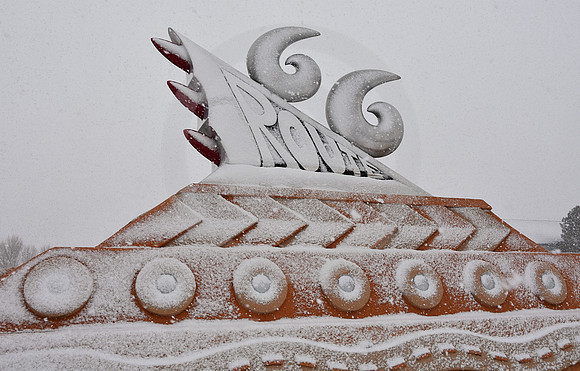 66 MONUMENT IN SNOW #2 (Rt 66 Tucumcari NM)