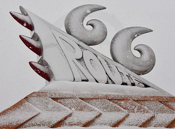 66 MONUMENT IN SNOW #3 (Tucumcari NM)