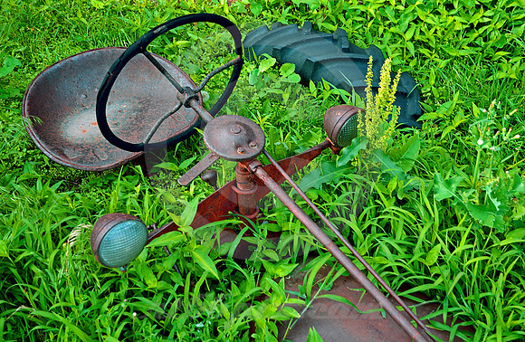 TRACTOR IN WEEDS (Lincoln Highway Shelton NE)