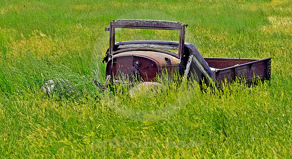 PICKUP IN PASTURE (Lincoln Highway Egbert WY)