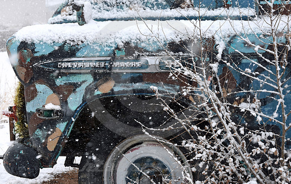 CHEVY APACHE IN SNOW (Rt 66 Tucumcari NM)