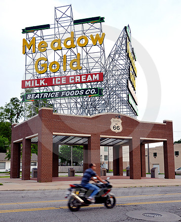 MEADOW GOLD & MOTORCYCLE (Rt 66 Tulsa OK)
