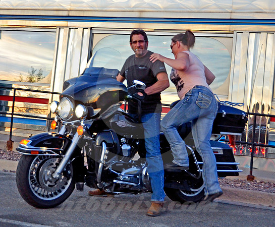 BIKERS AT DINER (Lincoln Highway Green River WY)