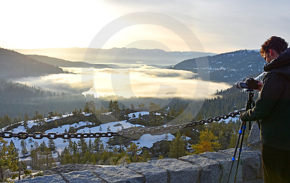 PHOTOGRAPHER AT DAWN (Lincoln Highway Donner Pass CA)