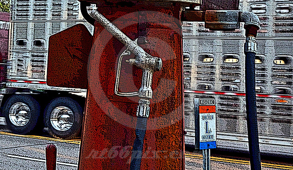 PUMP & CATTLE TRUCK (Lincoln Highway Belle Plaine IA)