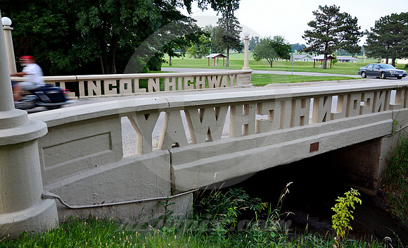 MOTORCYCLE ON BRIDGE (Lincoln Highway Tama IA)