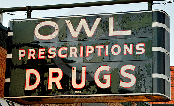 OWL DRUGS SIGN (Coleman TX)