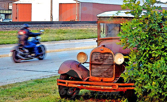 WESTBOUND BIKE, EASTBOUND FORD (Lincoln Highway Wood River NE)