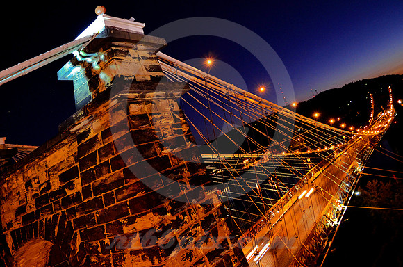 WHEELING SUSPENSION BRIDGE-SUNSET (National Road Wheeling WV)
