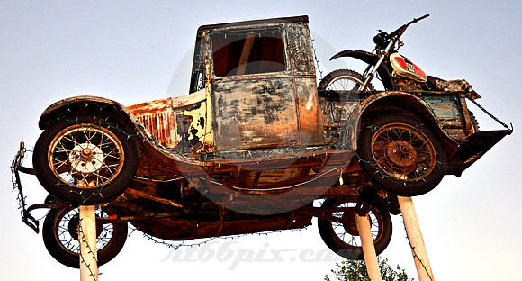 SIGN AT SUNSET (Lincoln Highway James Town WY)