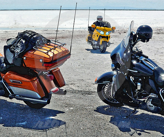 THREE MOTORCYCLES (Lincoln Highway nr Bonneville Speedway UT)