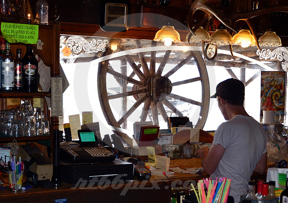WHEEL IN WINDOW (Lincoln Highway Middlegate Station NV)