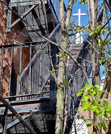FIRE ESCAPE & CROSS (Lincoln Highway Irwin PA)