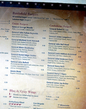 MENU BOARD (Lincoln Highway Gettysburg PA)