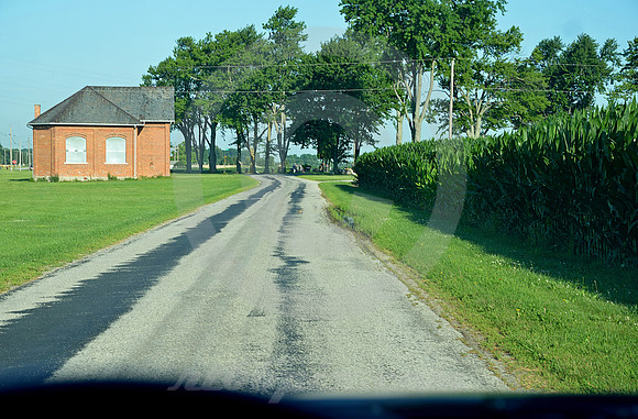 SCHOOL AND CORNFIELD (Lincoln Highway Besancon IN)