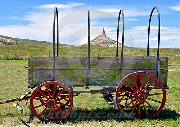 WAGON AT CHIMNEY ROCK (nr Bayard NE)