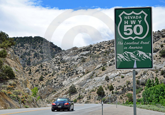 WELCOME SIGN & PORSCHE (Lincoln Highway nr Ely NV)