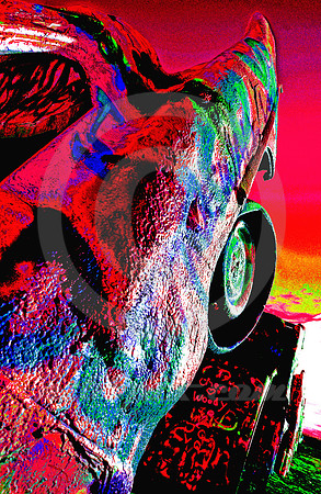 A PIGMENT OF YOUR IMAGINATION (SOLARIZED) (Rt 66 Cadillac Ranch TX)