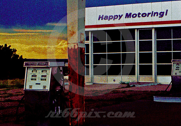 HAPPY MOTORING! AT SUNSET (Rt 66 Santa Rosa NM)