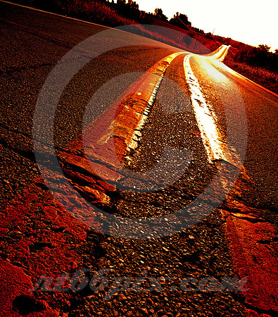 SUNRISE ON CENTER STRIPES (Rt 66 Southwest MO)