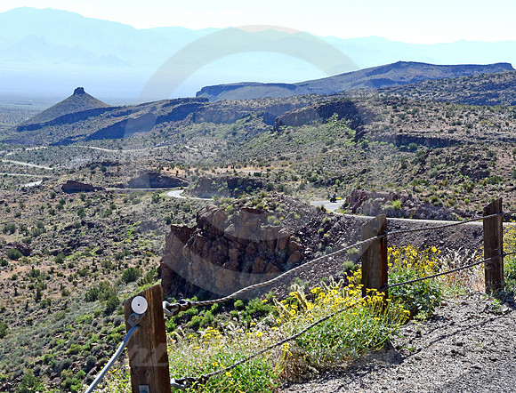BIKE ON CURVE (Rt 66 Oatman AZ)