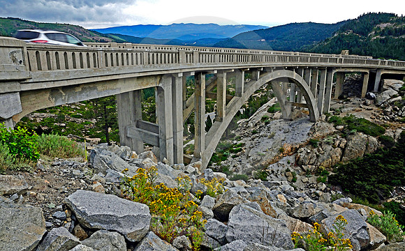 VAN ON BRIDGE (Lincoln Highway Donner Pass CA)