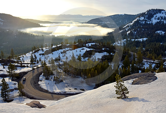 S-CURVE AT DAWN (Lincoln Highway Donner Pass CA)