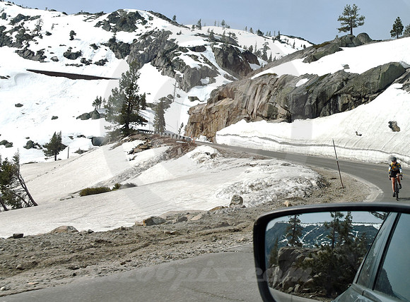 DOWNHILL BICYCLIST (Lincoln Highway Donner Pass CA)