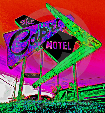 CAPRI MOTEL SIGN (SOLARIZED) (Joplin MO)