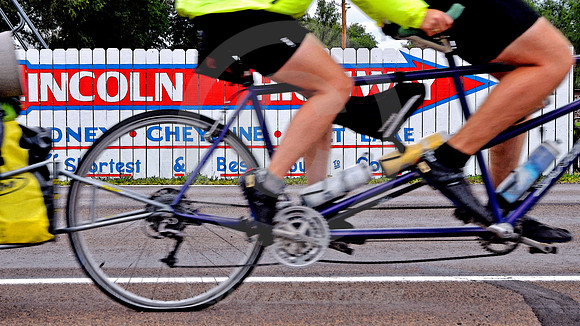 SIGN & TANDEM BIKE-DETAIL (Lincoln Highway Sutherland NE)