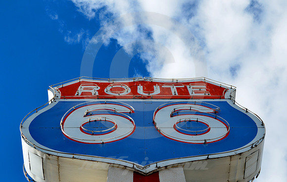 ROUTE 66 SHIELD-NEON (Rt 66 Moriarty NM)